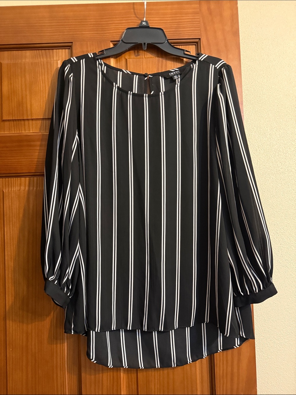 Black & White Striped Women’s Blouse brand new size large- Classic Office Top